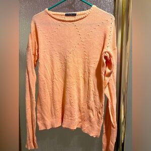 Brandy Melville Peach Lightweight Pointelle Sweater